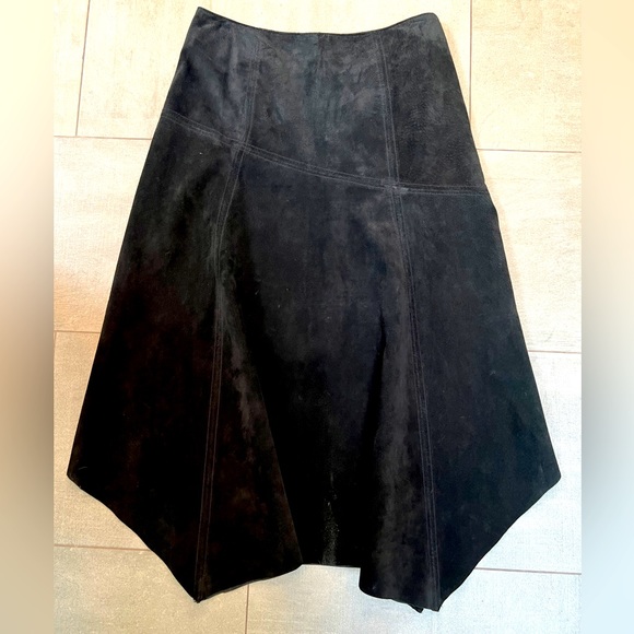 Skirts Vintage Leather Skirt W Funky Asymmetrical Hem Cool Stitching